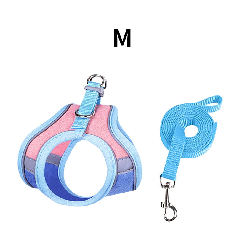 Rabbit Walks Adjustable Bunny Harness and Leash Set Double Buckle with Reflective Strips Rabbit Vest Pets Stuff Suitable