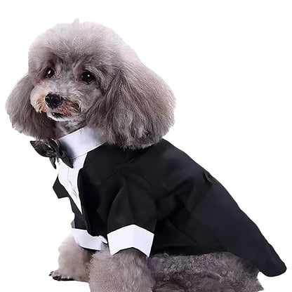 Pet Costume Suits - Lightweight Tuxedos, Suitable for Weddings/Christmas, with Adjustable Bow Ties and Breathable Mesh Fabric