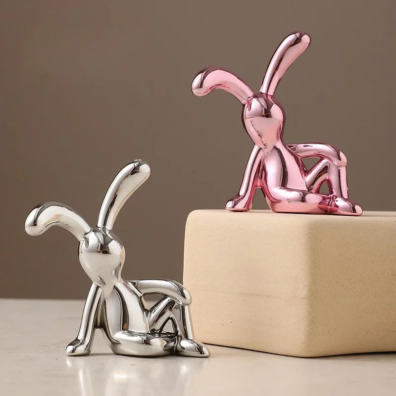 Long-Eared Rabbit Double Statue Cartoon Decoration Accessories Living Room Bedroom Car Decoration Desktop Decorative Ornamet