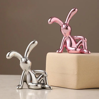 Long-Eared Rabbit Double Statue Cartoon Decoration Accessories Living Room Bedroom Car Decoration Desktop Decorative Ornamet