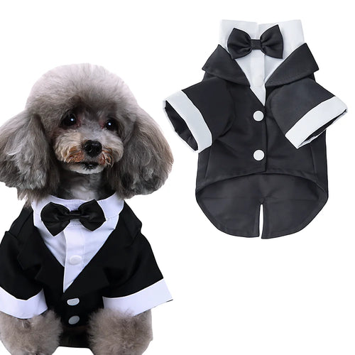 Pet Costume Suits - Lightweight Tuxedos, Suitable for Weddings/Christmas, with Adjustable Bow Ties and Breathable Mesh Fabric