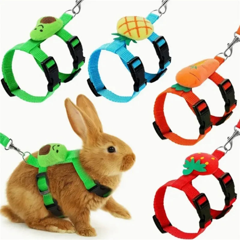 Rabbit Harness And Leash Set Adjustable For Small Animals Ferrets Piggies Hedgehogs Outdoor Walking Cute Decorations