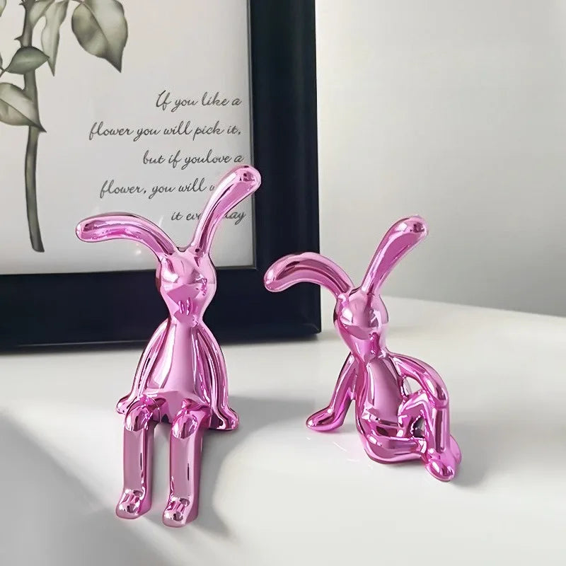 Long-Eared Rabbit Double Statue Cartoon Decoration Accessories Living Room Bedroom Car Decoration Desktop Decorative Ornamet