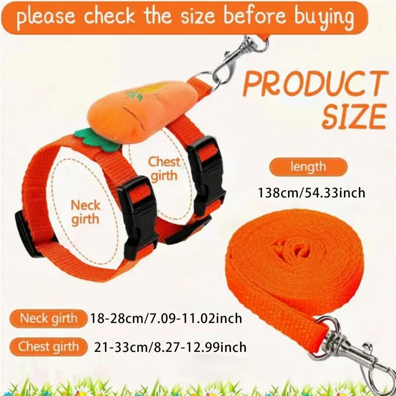 Rabbit Harness And Leash Set Adjustable For Small Animals Ferrets Piggies Hedgehogs Outdoor Walking Cute Decorations