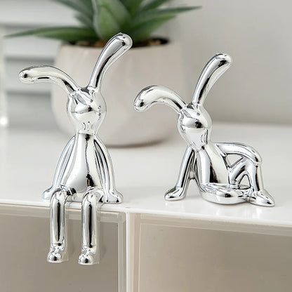 Long-Eared Rabbit Double Statue Cartoon Decoration Accessories Living Room Bedroom Car Decoration Desktop Decorative Ornamet