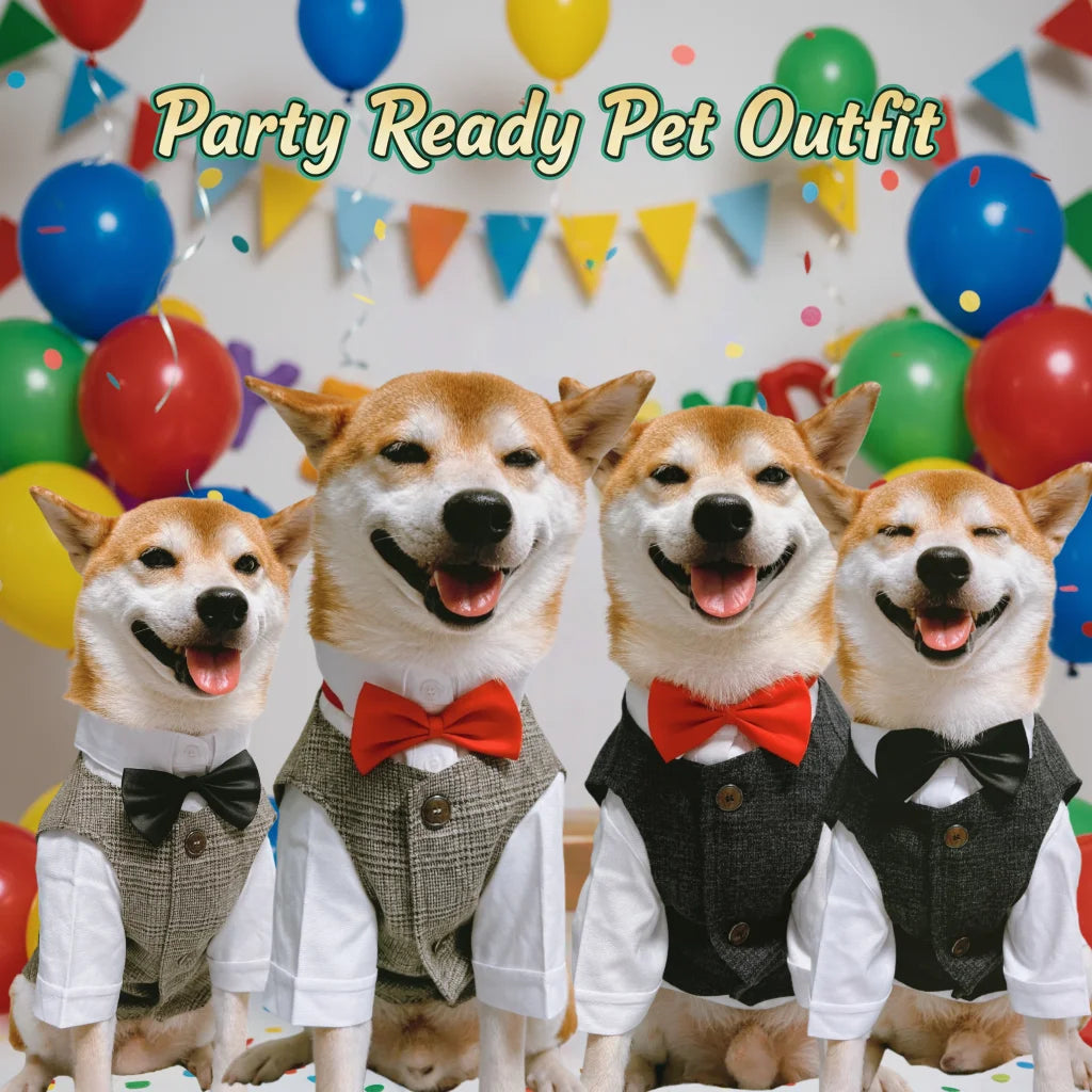 Pet Dog clothes Tuxedo Suit Adjustable Bow Tie Wedding Costume,Formal Pet Attire for Puppy Prince Party, Pet Set garment for dog