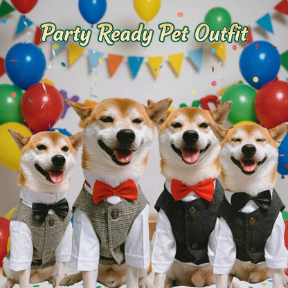Pet Dog clothes Tuxedo Suit Adjustable Bow Tie Wedding Costume,Formal Pet Attire for Puppy Prince Party, Pet Set garment for dog