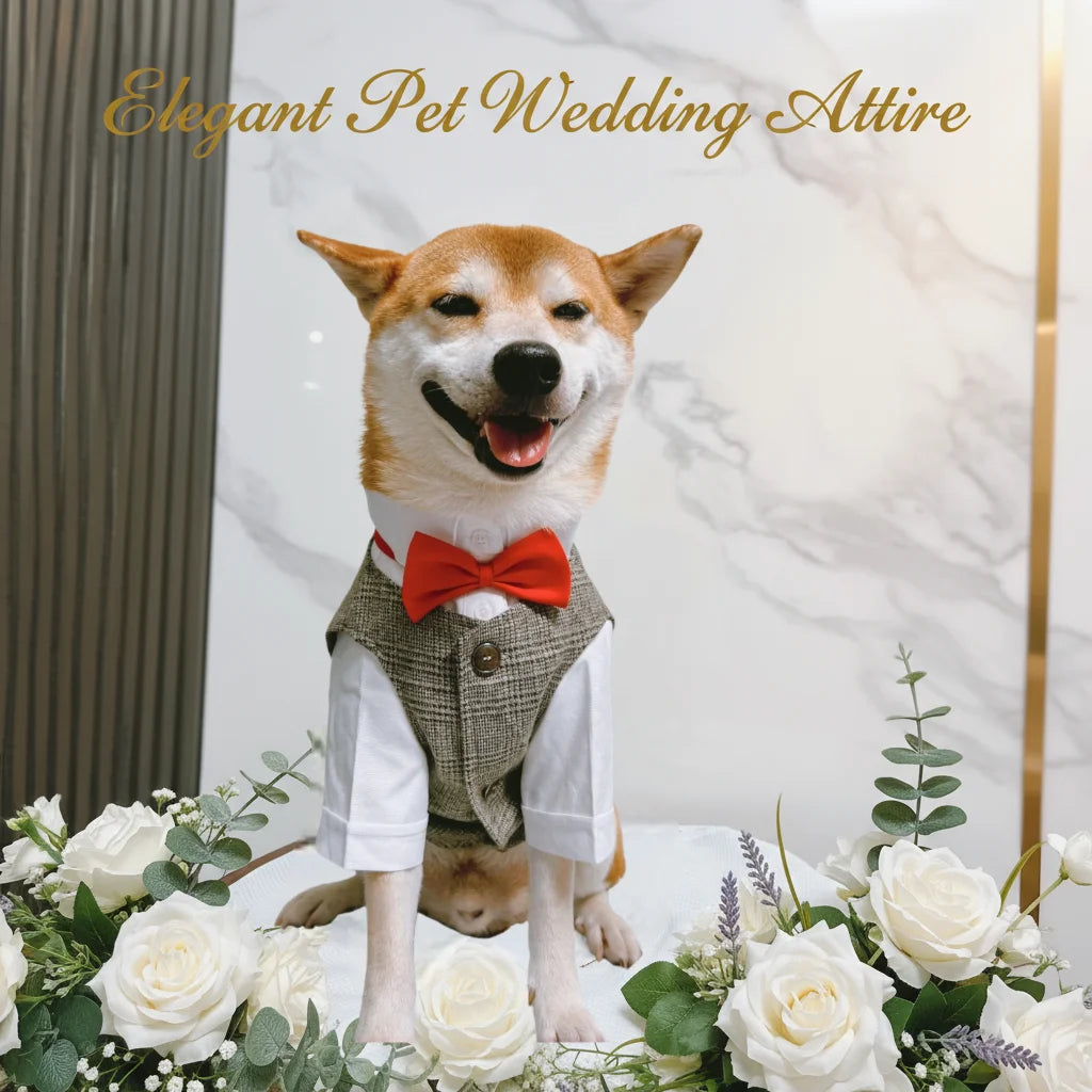 Pet Dog clothes Tuxedo Suit Adjustable Bow Tie Wedding Costume,Formal Pet Attire for Puppy Prince Party, Pet Set garment for dog