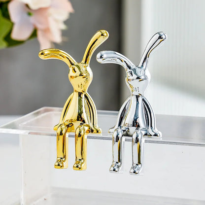 Long-Eared Rabbit Double Statue Cartoon Decoration Accessories Living Room Bedroom Car Decoration Desktop Decorative Ornamet