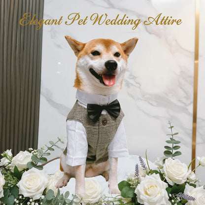 Pet Dog clothes Tuxedo Suit Adjustable Bow Tie Wedding Costume,Formal Pet Attire for Puppy Prince Party, Pet Set garment for dog