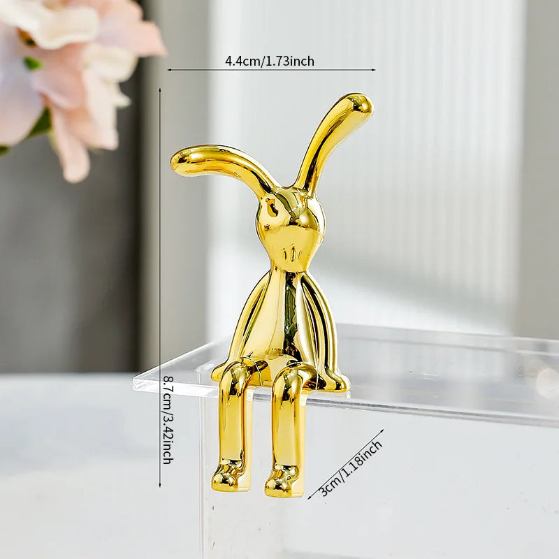 Long-Eared Rabbit Double Statue Cartoon Decoration Accessories Living Room Bedroom Car Decoration Desktop Decorative Ornamet