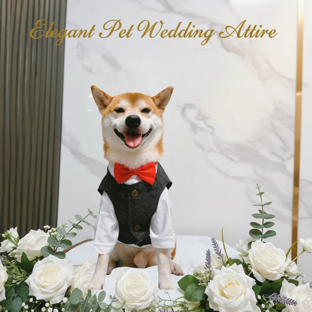 Pet Dog clothes Tuxedo Suit Adjustable Bow Tie Wedding Costume,Formal Pet Attire for Puppy Prince Party, Pet Set garment for dog