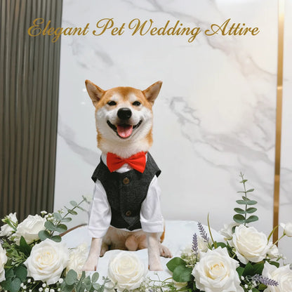 Pet Dog clothes Tuxedo Suit Adjustable Bow Tie Wedding Costume,Formal Pet Attire for Puppy Prince Party, Pet Set garment for dog
