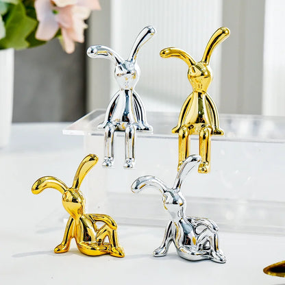 Long-Eared Rabbit Double Statue Cartoon Decoration Accessories Living Room Bedroom Car Decoration Desktop Decorative Ornamet