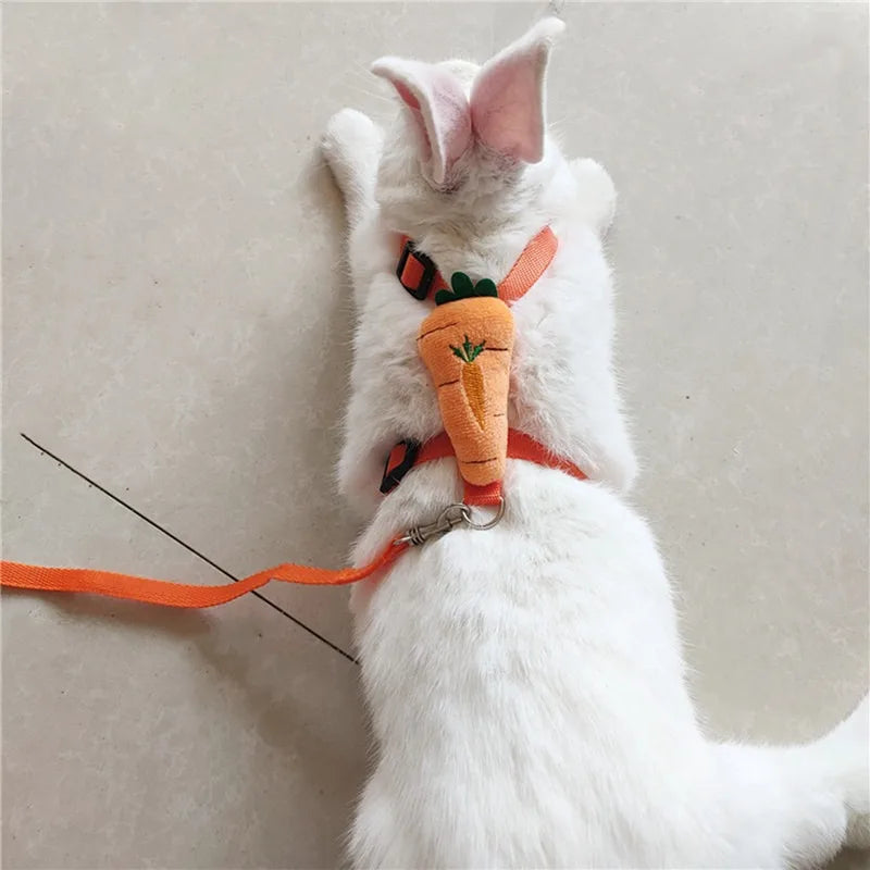 Rabbit Harness And Leash Set Adjustable For Small Animals Ferrets Piggies Hedgehogs Outdoor Walking Cute Decorations