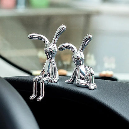 Long-Eared Rabbit Double Statue Cartoon Decoration Accessories Living Room Bedroom Car Decoration Desktop Decorative Ornamet