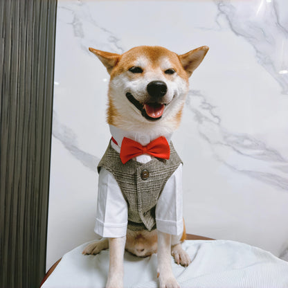 Pet Dog clothes Tuxedo Suit Adjustable Bow Tie Wedding Costume,Formal Pet Attire for Puppy Prince Party, Pet Set garment for dog