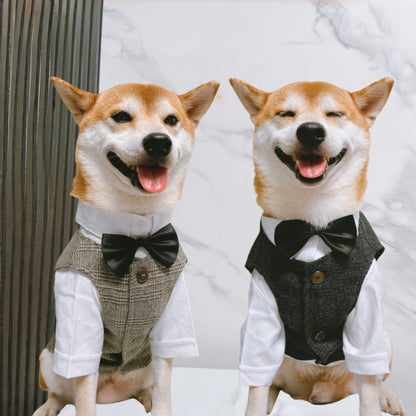 Pet Dog clothes Tuxedo Suit Adjustable Bow Tie Wedding Costume,Formal Pet Attire for Puppy Prince Party, Pet Set garment for dog