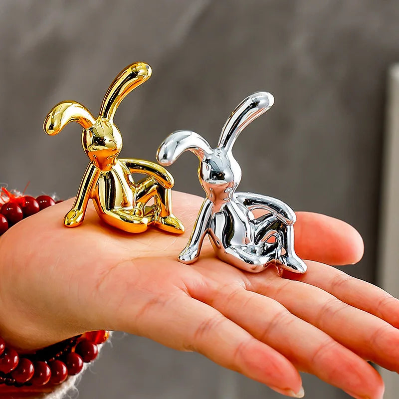 Long-Eared Rabbit Double Statue Cartoon Decoration Accessories Living Room Bedroom Car Decoration Desktop Decorative Ornamet