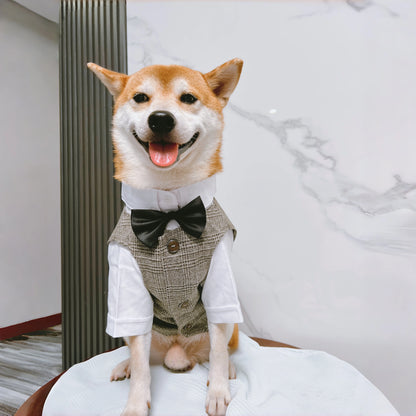Pet Dog clothes Tuxedo Suit Adjustable Bow Tie Wedding Costume,Formal Pet Attire for Puppy Prince Party, Pet Set garment for dog
