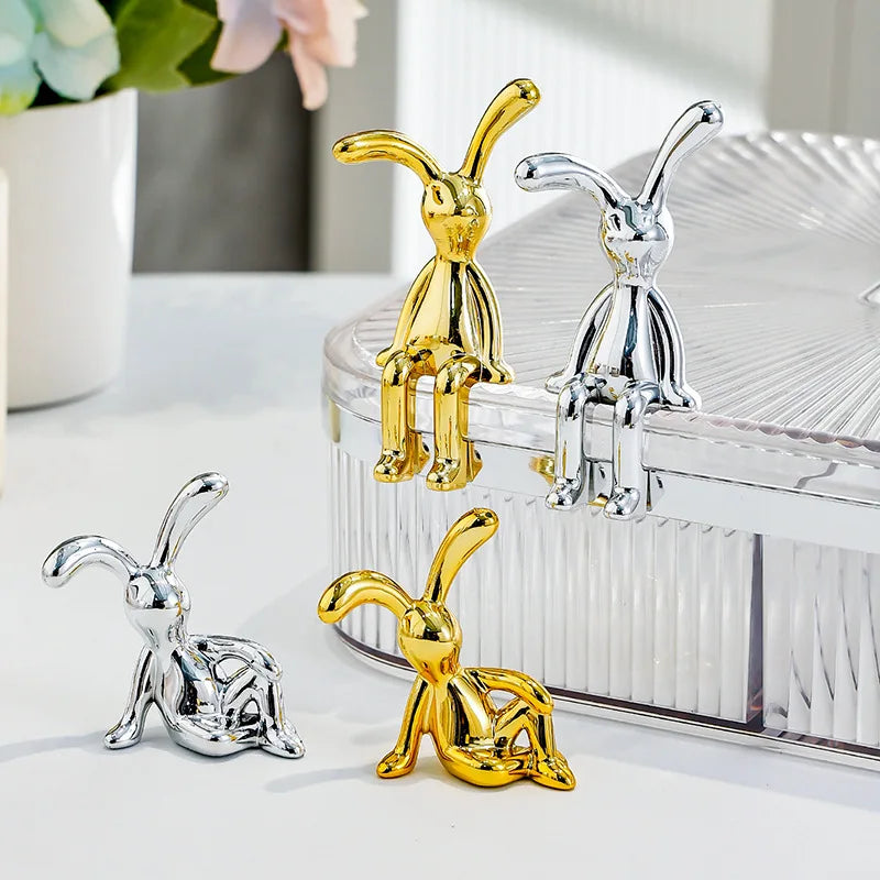 Long-Eared Rabbit Double Statue Cartoon Decoration Accessories Living Room Bedroom Car Decoration Desktop Decorative Ornamet