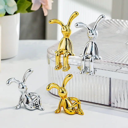 Long-Eared Rabbit Double Statue Cartoon Decoration Accessories Living Room Bedroom Car Decoration Desktop Decorative Ornamet