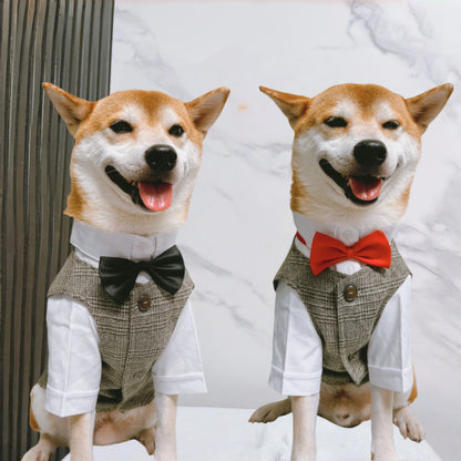 Pet Dog clothes Tuxedo Suit Adjustable Bow Tie Wedding Costume,Formal Pet Attire for Puppy Prince Party, Pet Set garment for dog