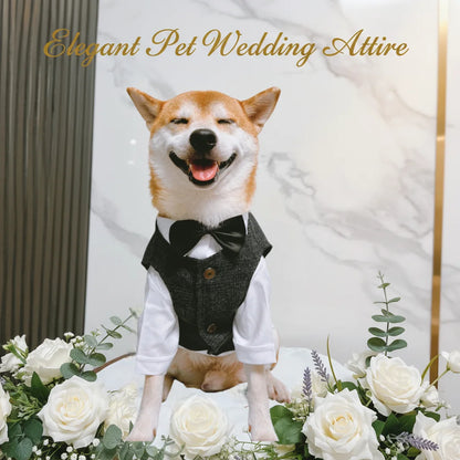 Pet Dog clothes Tuxedo Suit Adjustable Bow Tie Wedding Costume,Formal Pet Attire for Puppy Prince Party, Pet Set garment for dog