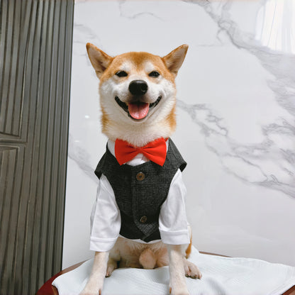 Pet Dog clothes Tuxedo Suit Adjustable Bow Tie Wedding Costume,Formal Pet Attire for Puppy Prince Party, Pet Set garment for dog